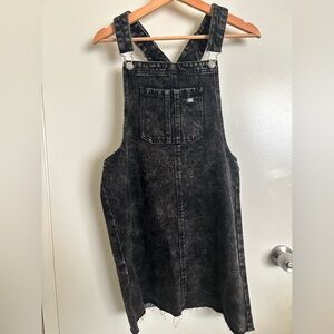 Wild Fable Black Acid Wash Denim Overall Dress